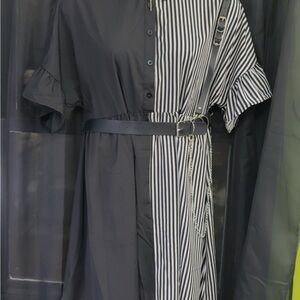 4 items. Black and White Striped Women's Dress